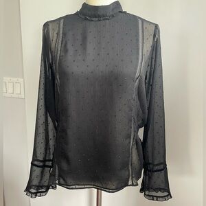 Zara Black Semi Sheer Blouse